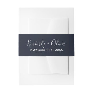 Einladung zur Hochzeit von Navy-Simple Calligraphy Einladungsbanderole