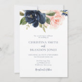 Einladung zur Hochzeit von Navy und Blush (Vorderseite)