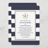 Einladung zur Hochzeit von Navy und Gold (Vorne/Hinten)