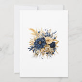 Einladung zur Hochzeit von Navy und Gold Floral (Rückseite)