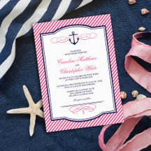 Einladung zur Hochzeit von Navy und Pink Nautical 
