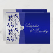 Einladung zur Hochzeit von Navy und Silver Floral (Vorne/Hinten)