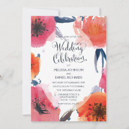 Einladung zur Hochzeit von Navy Watercolor Floral