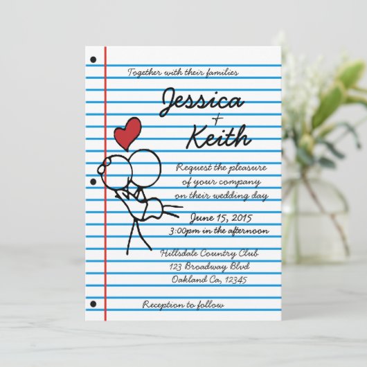 Einladung zur Hochzeit von Notebooks - Einladung (Stehend Vorderseite)