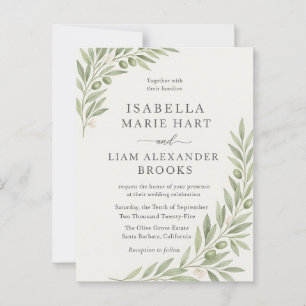 Einladung zur Hochzeit von Olivenzweigen - Minimal Postkarte