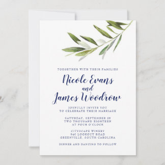 Einladung zur Hochzeit von Olivenzweigen mit der M