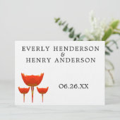 Einladung zur Hochzeit von Orange & Gray Poppy But (Stehend Vorderseite)