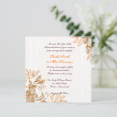 Einladung zur Hochzeit von Orange und Brown Floral (Stehend Vorderseite)