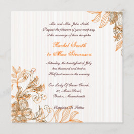Einladung zur Hochzeit von Orange und Brown Floral
