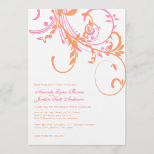 Einladung zur Hochzeit von Orange und Rosa
