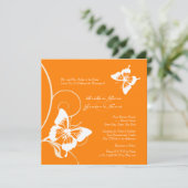 Einladung zur Hochzeit von Orange und Weiß Butterf (Stehend Vorderseite)