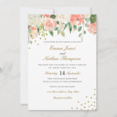 Einladung zur Hochzeit von Peach Gold Watercolor (Vorderseite)