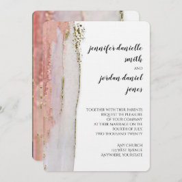 Einladung zur Hochzeit von Peach und Gold Watercol