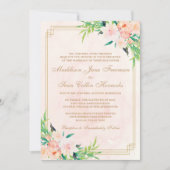 Einladung zur Hochzeit von Peach Watercolor und Fl (Vorderseite)