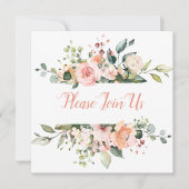 Einladung zur Hochzeit von Pfirsich und Blütenrahm (Vorderseite)