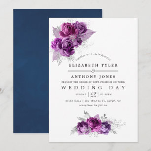 Einladung zur Hochzeit von Pflaumen und Wasserfarb