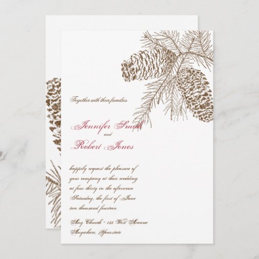 Einladung zur Hochzeit von Pine Cone Nature (Vorne/Hinten)