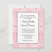 Einladung zur Hochzeit von Pink Damask (Vorderseite)