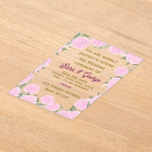 Einladung zur Hochzeit von Pink Floral (Ablage )