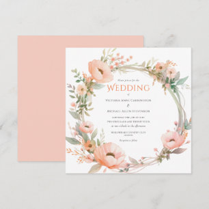 Einladung zur Hochzeit von Pink Floral Wreath