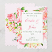 Einladung zur Hochzeit von Pink Rose Sweetheart (Vorne/Hinten)