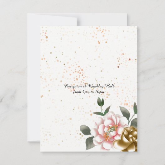 Einladung zur Hochzeit von Pink und Bronze (Rückseite)