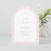 Einladung zur Hochzeit von Pink Watercolor Floral (Stehend Vorderseite)