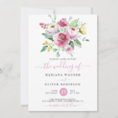 Einladung zur Hochzeit von Pink Watercolor Floral (Vorderseite)