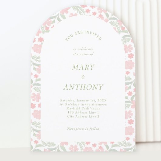 Einladung zur Hochzeit von Pink Watercolor Floral