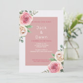 Einladung zur Hochzeit von Pink Watercolor Floral (Stehend Vorderseite)