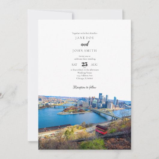 Einladung zur Hochzeit von Pittsburgh Skyline (Vorderseite)