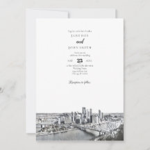 Einladung zur Hochzeit von Pittsburgh Skyline