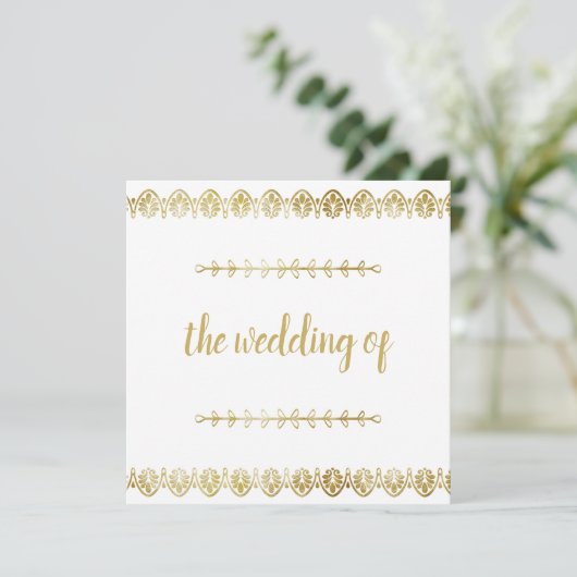 Einladung zur Hochzeit von Posh Gold Border (Stehend Vorderseite)
