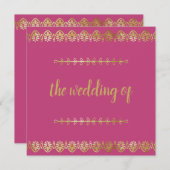 Einladung zur Hochzeit von Posh Gold Border (Vorne/Hinten)