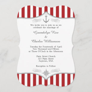 Einladung zur Hochzeit von Red White Gray Nautical