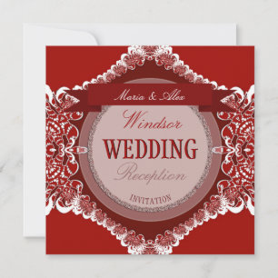 Einladung zur Hochzeit von Red+White Tribal Lace