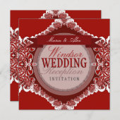 Einladung zur Hochzeit von Red+White Tribal Lace (Vorne/Hinten)