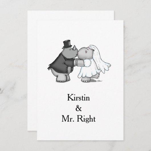 Einladung zur Hochzeit von Rhino und Hippo (Vorne/Hinten)