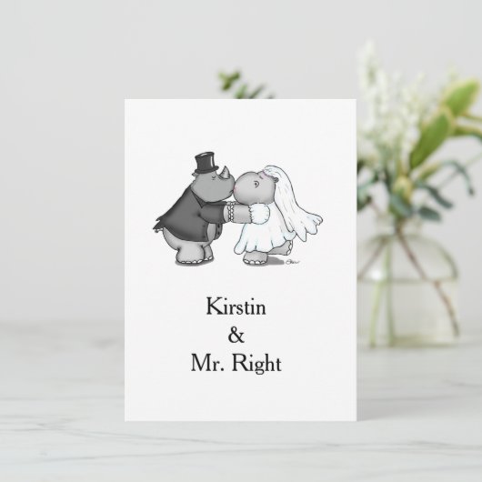 Einladung zur Hochzeit von Rhino und Hippo (Stehend Vorderseite)