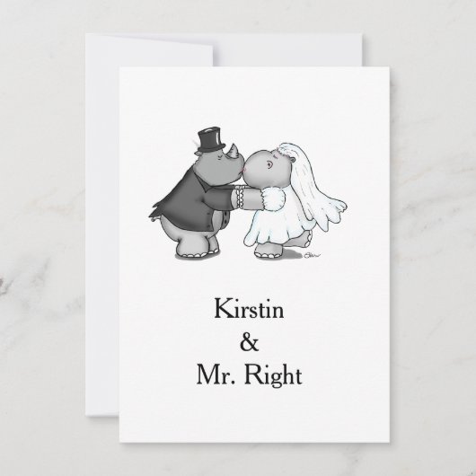 Einladung zur Hochzeit von Rhino und Hippo (Vorderseite)