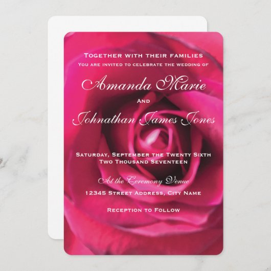 Einladung zur Hochzeit von Rosa (Vorne/Hinten)