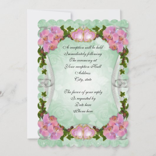 Einladung zur Hochzeit von Rosa Orchideen (Rückseite)