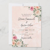 Einladung zur Hochzeit von Rosa und Creme (Vorderseite)