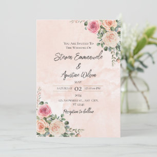 Einladung zur Hochzeit von Rosa und Creme