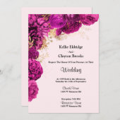 Einladung zur Hochzeit von Rosa und Gold (Vorne/Hinten)