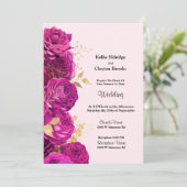 Einladung zur Hochzeit von Rosa und Gold (Stehend Vorderseite)