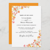 Einladung zur Hochzeit von Rosa und Orange (Vorne/Hinten)