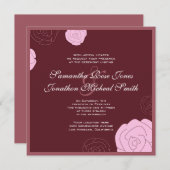 Einladung zur Hochzeit von Rose - Burgund & Rosa B (Vorne/Hinten)