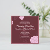 Einladung zur Hochzeit von Rose - Burgund & Rosa B (Stehend Vorderseite)