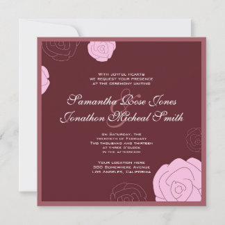 Einladung zur Hochzeit von Rose - Burgund & Rosa B